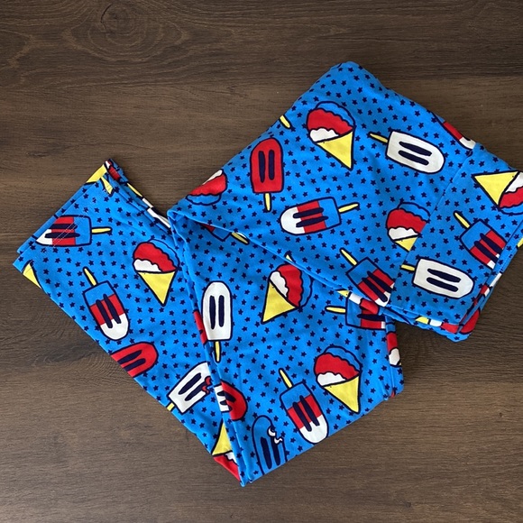 LuLaRoe OS One Size Patriotic July 4th Popsicle Summer Stars Leggings - Picture 2 of 4